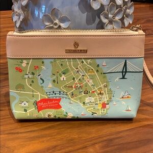 Spartina 449 Charleston Map Clutch Purse - Cream and Blue